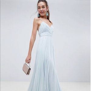 ASOS design ruched cami pleated maxi dress